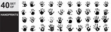 set of hand print silhouettes handprint of child isolated on white background for art, childhood, fun, happy, infant, symbol, kid, identity, education, school, little or young