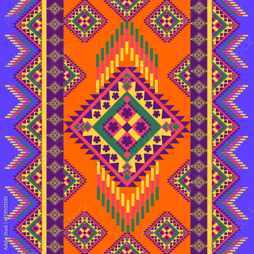 Geometric Seamless Pattern Tradition Design for Fabric, Background, Carpet, Wallpaper, Clothing, Batik, Wrapping, Vector Illustration Style