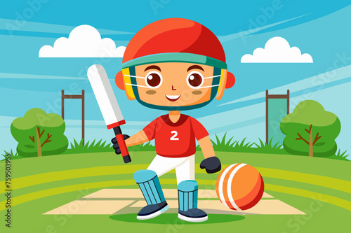 cartoon cricket sport background is