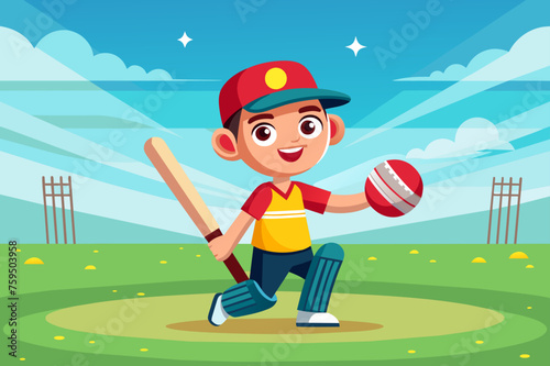 cartoon cricket sport background is