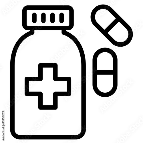 Medical pills bottle icon.