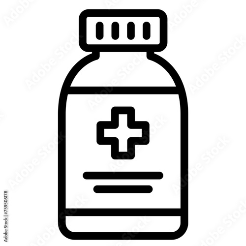 Medical pills bottle icon.