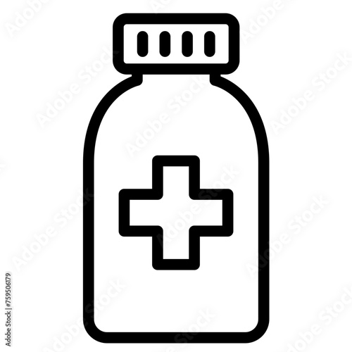 Medical pills bottle icon.