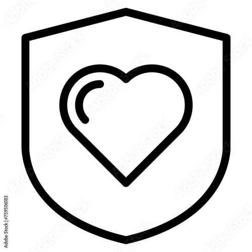 Protection shield with heart flat vector illustration. Health protection icon