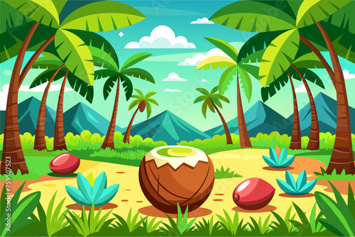 coconut fruit garden background is