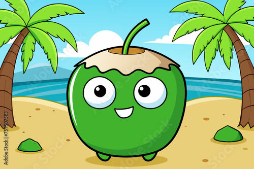 coconut green fruits background is tree