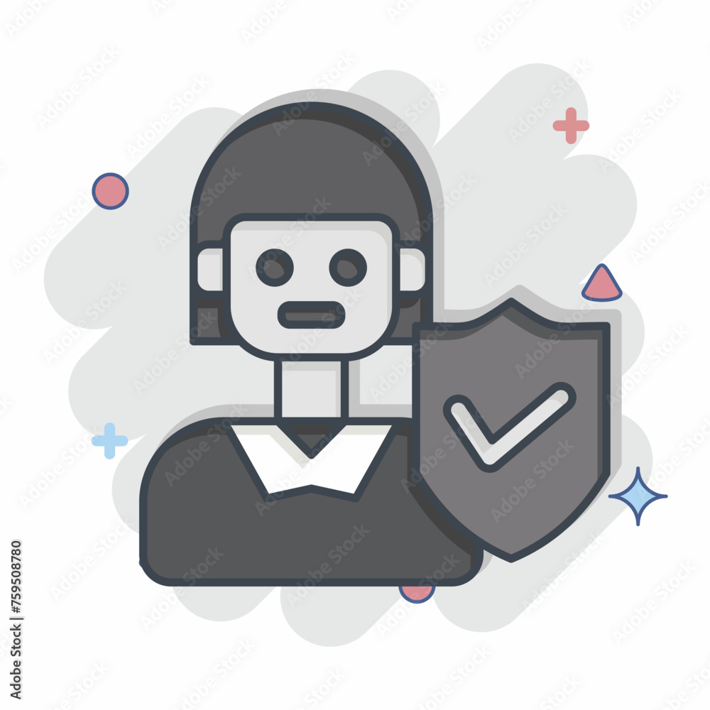 Icon Female Insurance. related to Finance symbol. comic style. simple design editable. simple illustration