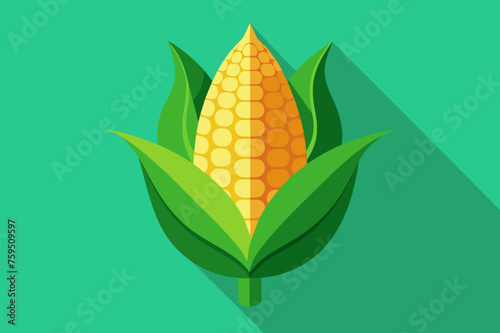 A picturesque arrangement of golden ears of corn against a vibrant green backdrop, offering a rich and inviting composition for culinary or nature-inspired imagery.