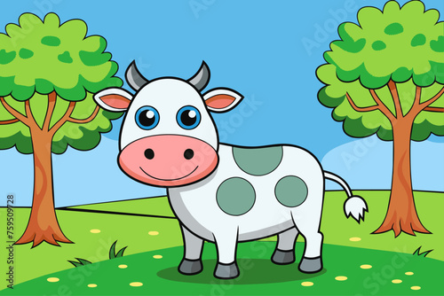 cow cute background is tree