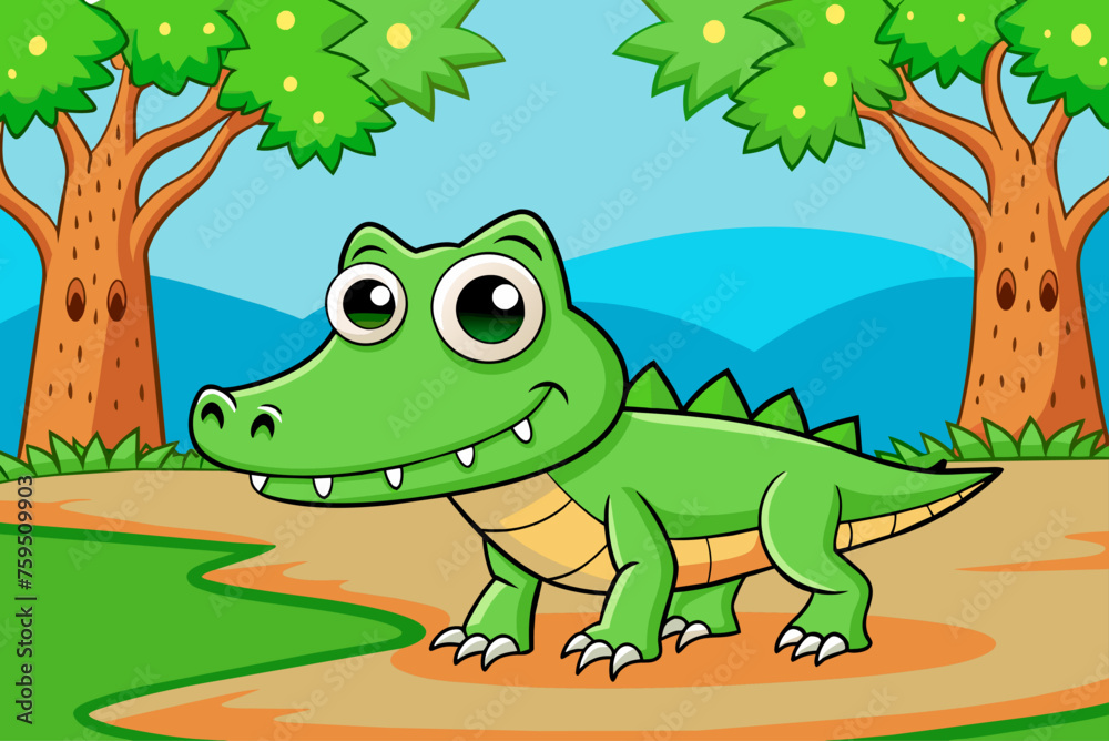 Obraz premium crocodile cute background is tree
