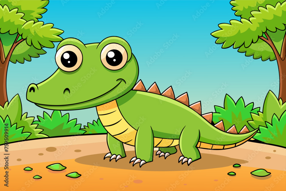 Fototapeta premium crocodile cute background is tree