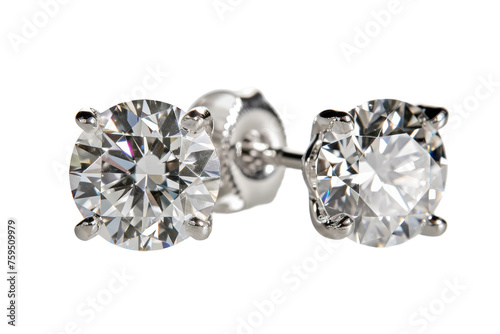 Sparkling Diamond Earring Display on transparent background,