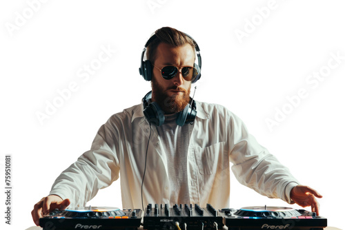 DJ in Spotlight on transparent background,