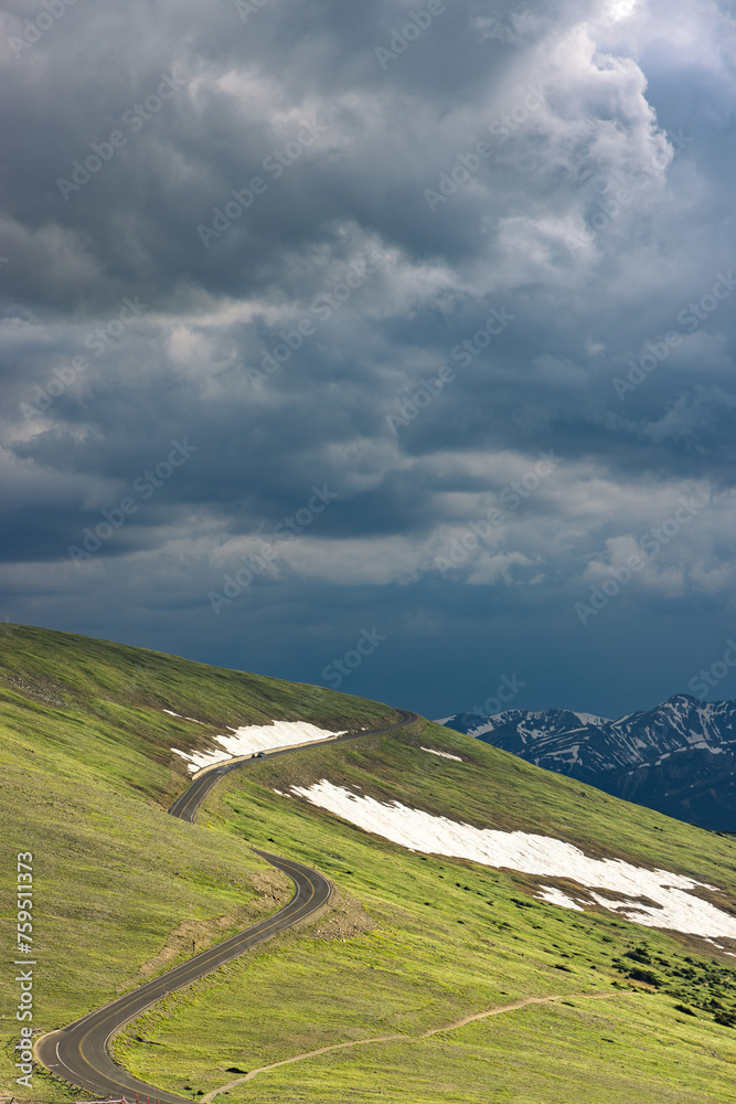 Winding road in Alpine Ridge, Rocky Mountain National Park, Colorado