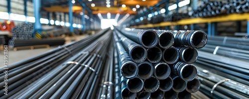 Factory or warehouse  Steel structure manufacturing industry,Steel processing plants, metal conduit piles, steel pipe distribution, steel pipe factories, steel structure manufacturing, © Yuparet