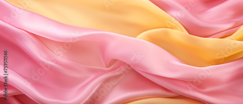 Silk pink and yellowish crumpled texture for background
