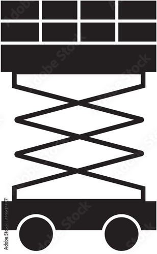 Scissors lift icon in Fill style. Lifting machine symbol. Industrial lifting machinery sign. Element of construction tool. Premium quality graphic design vector isolated on transparent background.