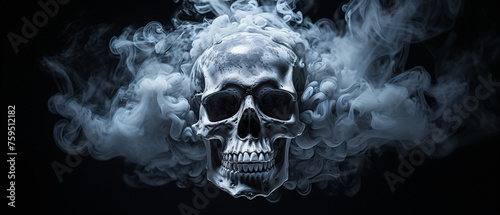Smoke emissions in the form of a human skull head .. photo