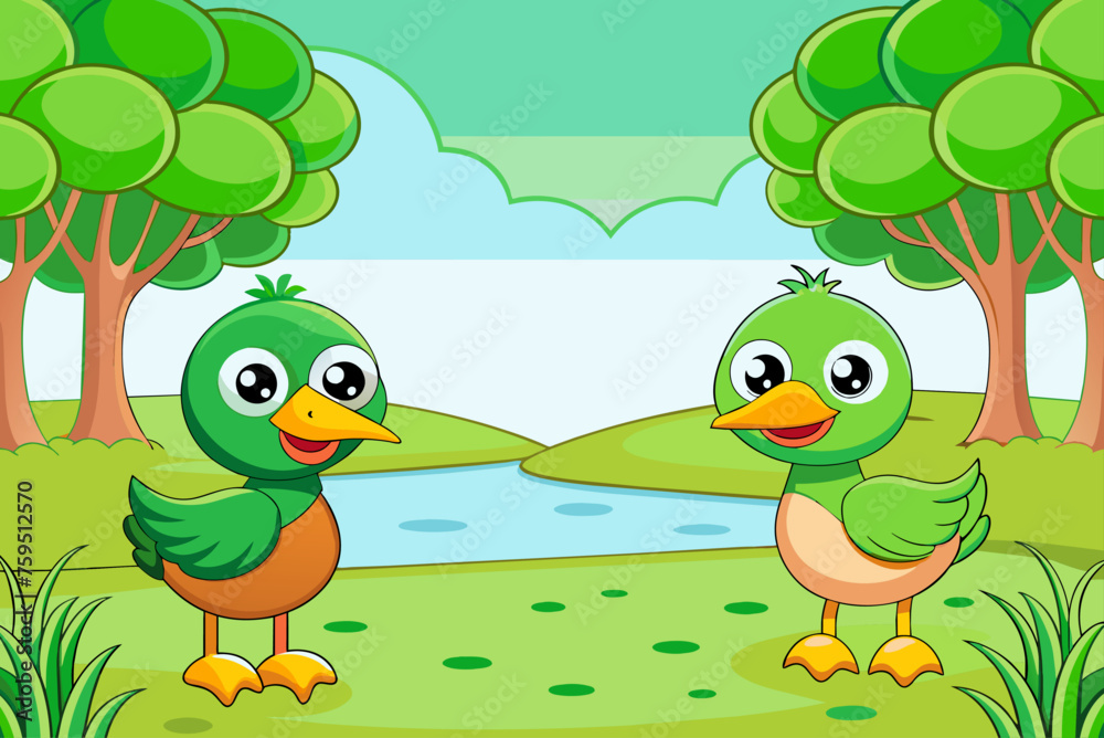 Obraz premium ducks cute background is tree