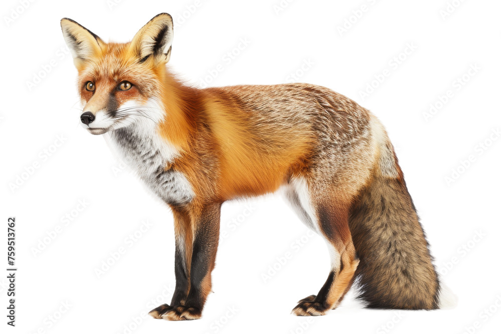 Solitary Fox on transparent background,