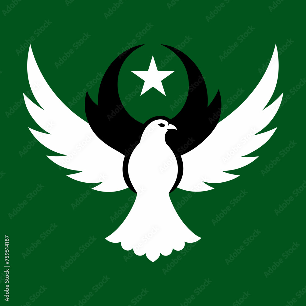 Obraz premium Eagle with peace sign Pakistani Flag Vector Illustration
