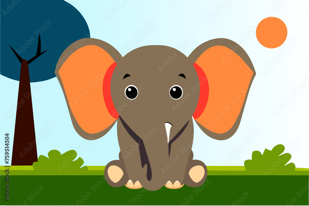 Naklejka premium elephants cute background is tree