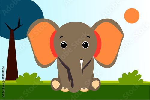 elephants cute background is tree