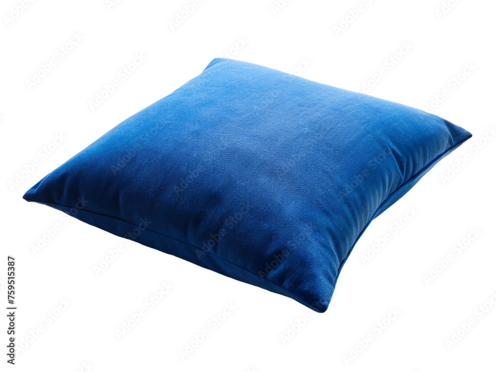 Blue pillow isolated on transparent background.