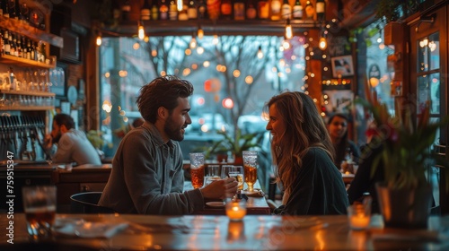 A Man and a Woman Sitting at a Bar