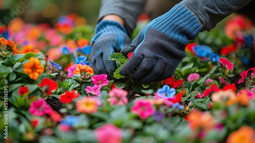 Person Wearing Gloves and Gardening Gloves Picking Flowers