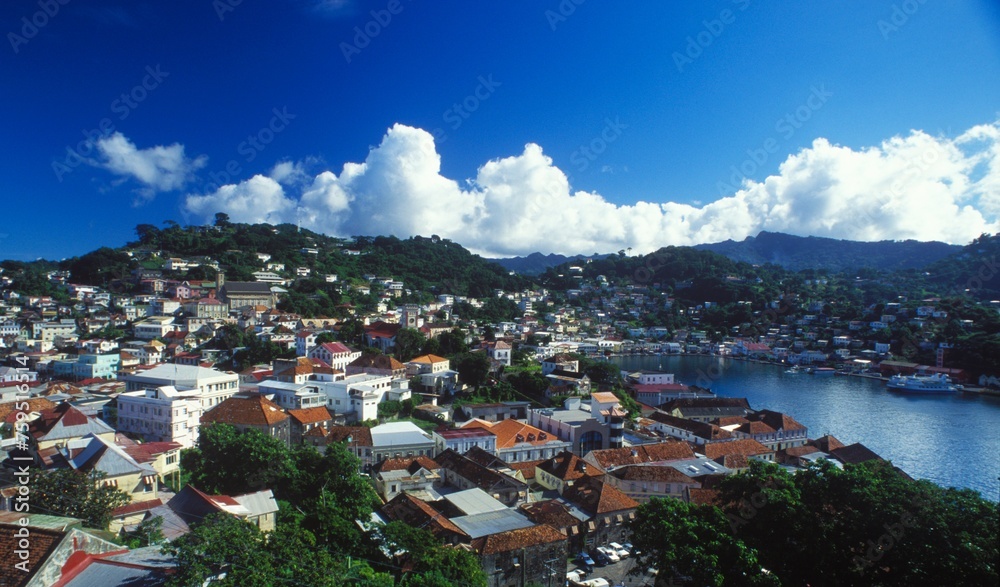 ciy view of the town of st.georges, grenada, west indies