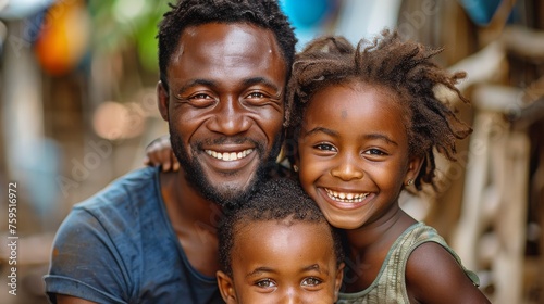 Smiling Man and Two Children