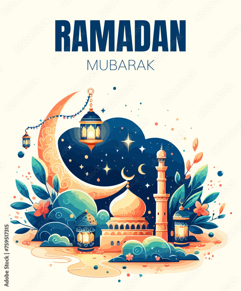 Ramadan Mubarak template for invitation or social media purpose 