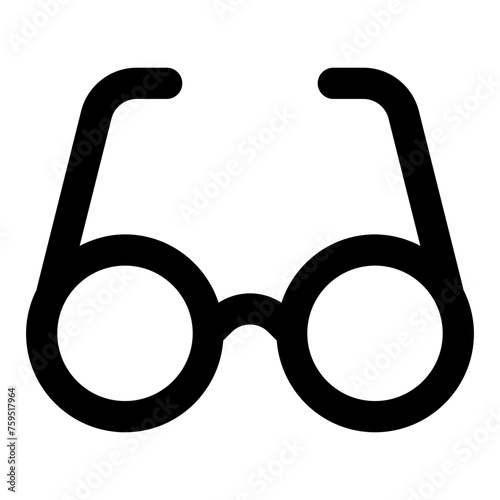 Rounded frame glasses icon in outline style. Simple eyewear vector illustration — pixel-perfect icon.