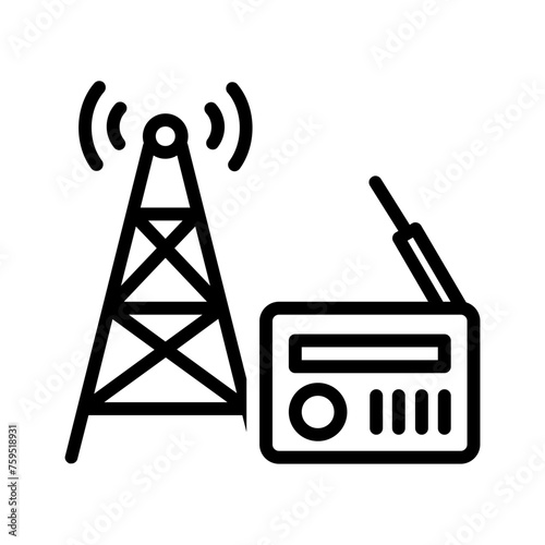 Vector black line icon for Radio syndicates photo