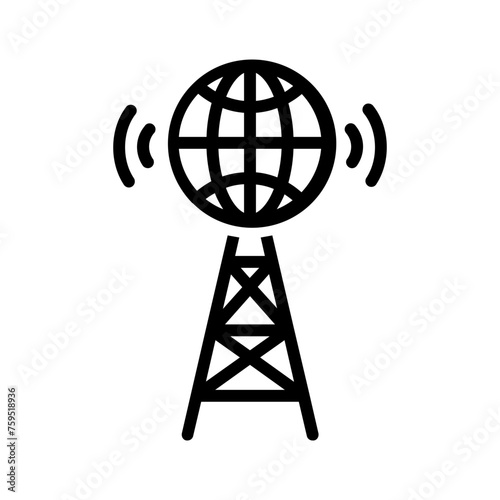 Vector black line icon for Isp provider