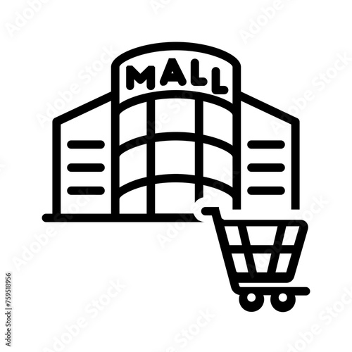 Vector black line icon for Shopping mall