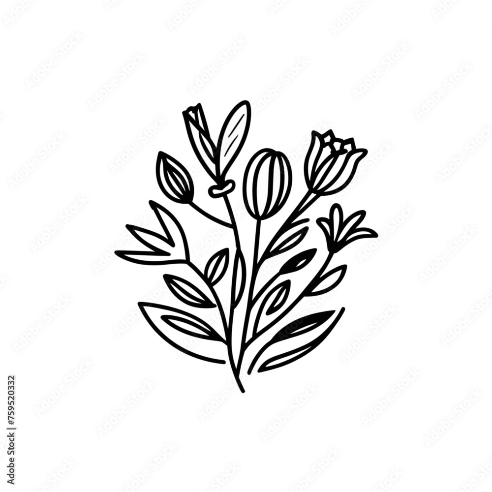 Flower doodle drawing lines vector illuatratoion