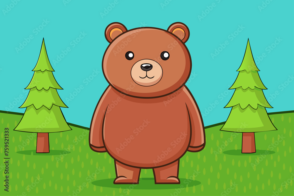 Fototapeta premium grizzly bear cute background is tree
