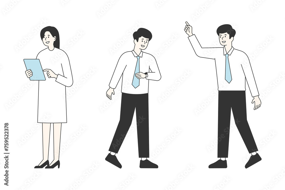 Set of various gestures of business people. hand-drawn style vector design illustrations. Set of various gestures of business people. hand-drawn style vector design illustrations.