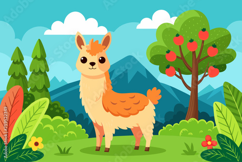 alpaca background is tree