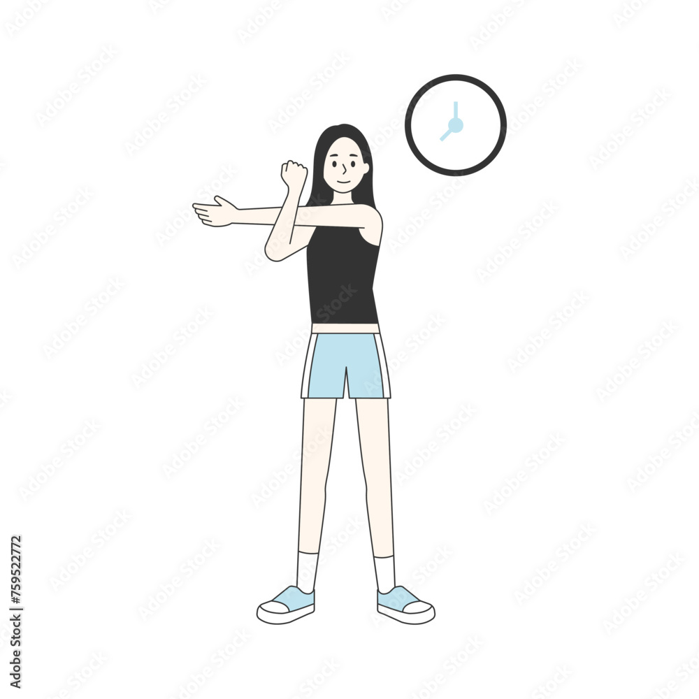 People character exercising. People are doing warm-up exercises in various movements. flat design style minimal vector illustration. People character exercising. People are doing warm-up exercises in various movements. flat design style minimal vector illustration.