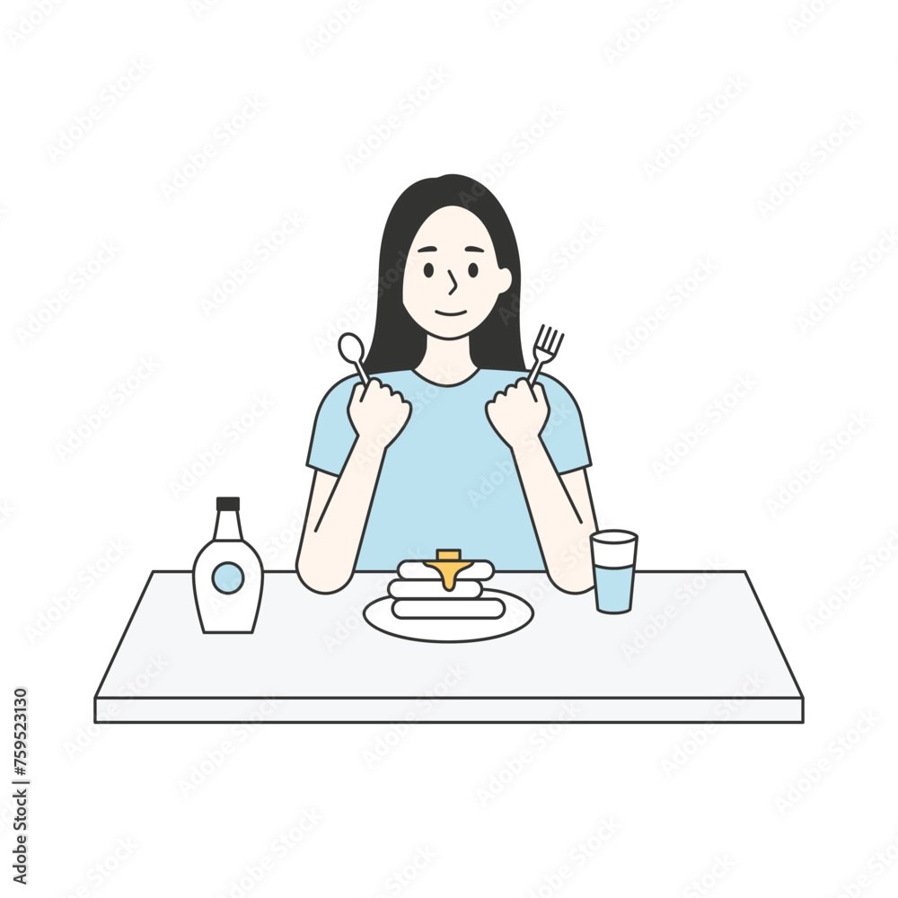 People who have breakfast with a variety of menus. flat design style minimal vector illustration. People who have breakfast with a variety of menus. flat design style minimal vector illustration.