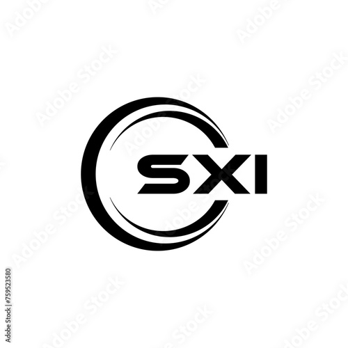 SXI letter logo design with white background in illustrator, cube logo, vector logo, modern alphabet font overlap style. calligraphy designs for logo, Poster, Invitation, etc. photo