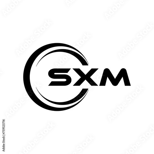 SXM letter logo design with white background in illustrator, cube logo, vector logo, modern alphabet font overlap style. calligraphy designs for logo, Poster, Invitation, etc. photo