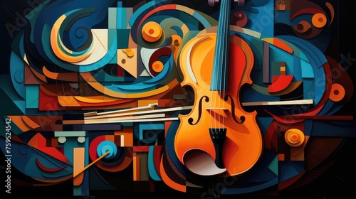 abstract cubism violin art