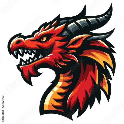 Wallpaper Mural Dragon head mascot vector illustration on white background Torontodigital.ca