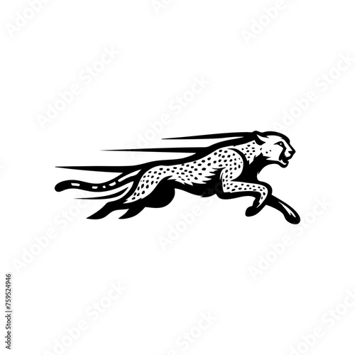 Cheetah logo.Running cheetah animal vector logo