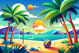 beach volleyball sport background is tree