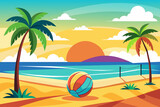 beach volleyball sport background is tree